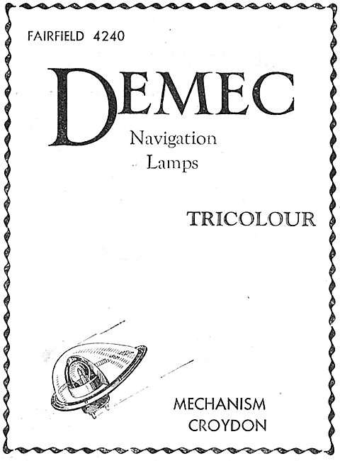 Demec Aircraft Navigation Lamps - Mechanism Croydon              