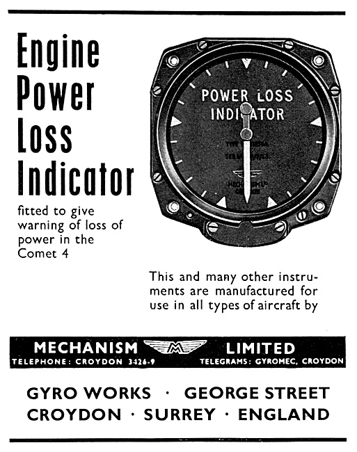 Mechanism Engine Power Loss Indicator 1958                       