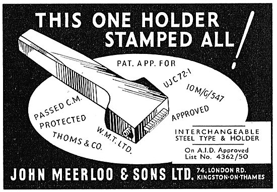 John Meerloo Hardened Steel Engineering Stamps                   