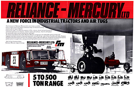 The 1972 Reliance-Mercury Aircraft Tugs & Tractors Range         