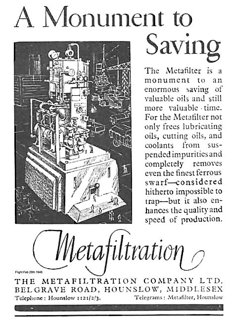 Metafiltration Metafilter. Frees Oils & Coolants From Impuritie  