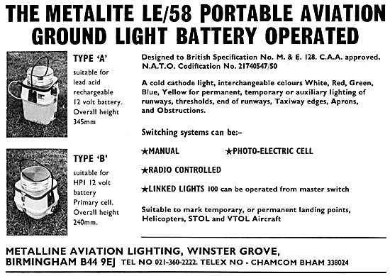 Metalline Aviation Lighting - Metallite LE/58 Portable Lights    