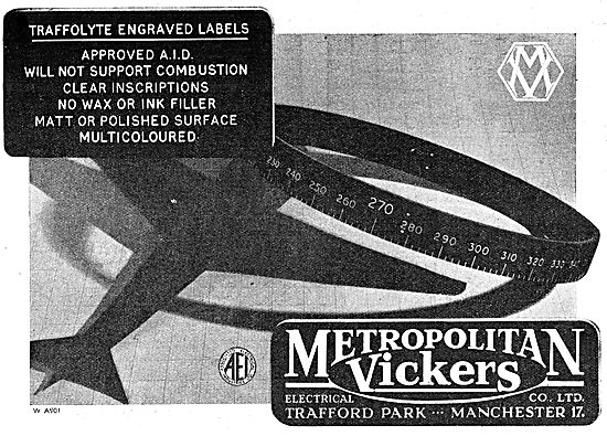 Metrovick Traffolyte Engraved Labels 1943 Advert                 