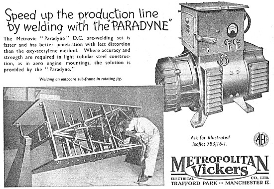 Metrovick Paradyne Arc Welding Set                               