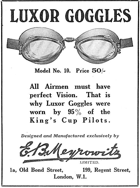 Meyrowitz Luxor Model No 10 Flying Goggles                       