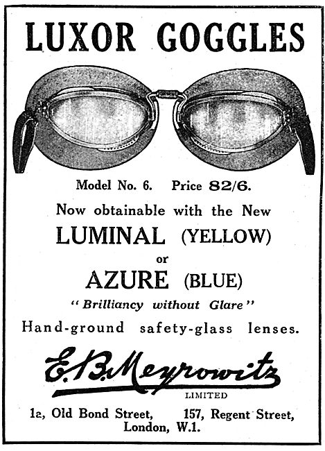 Meyrowitz Luxor Flying Goggles. Luminal Or Azure Lenses          