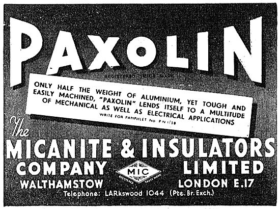 Micanite & Insulators.  Paxolin 1943                             