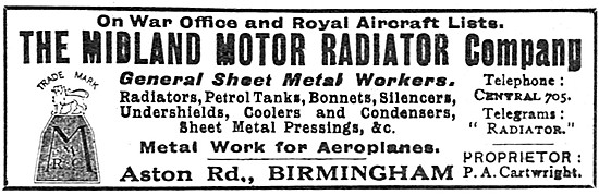 The Midland Motor Radiator Company. Sheet Metal Work             