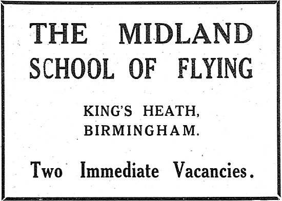 The Midland School Of Flying. Kings Heath Birmingham             