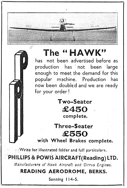 Miles Hawk Two Or Three Seater Aircraft                          