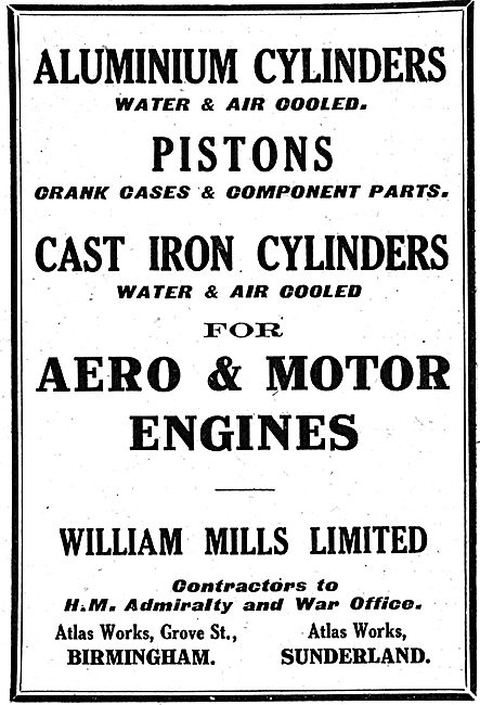 William Mills Aero Engine Aluminium Cylinders & Pistons          