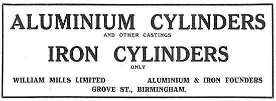 William Mills Aluminium & Iron Cylinders For Aircraft Work       