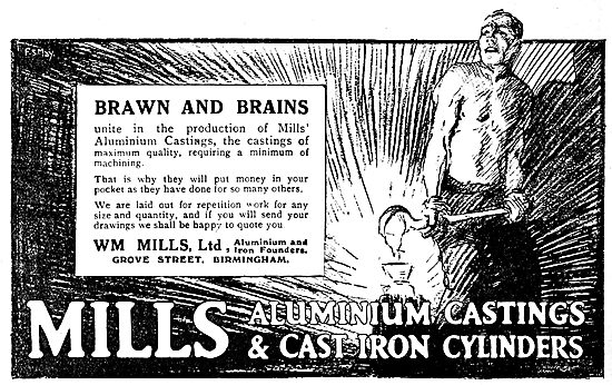 William Mills Aluminium & Iron Castings. 1920 Advert             