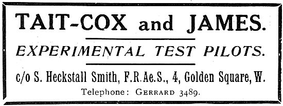 Tait-Cox & James Experimental Test Pilots. 1922                  