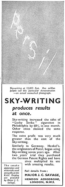 Major J.C.Savage - Sky-Writing. Persil                           