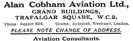 Alan Cobham Aviation Ltd - Change Of Address                     