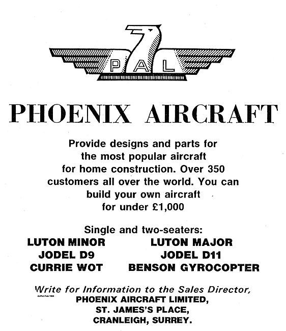 Phoenix Aircraft Luton Minor Jodel D9 Currie Wot Benson Gyro     