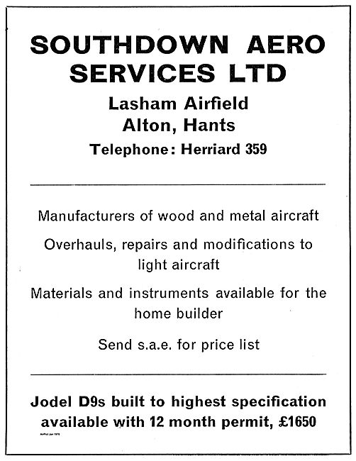 Southdown Aero Services Manufacturers Of Wood & Metal Aircraft   