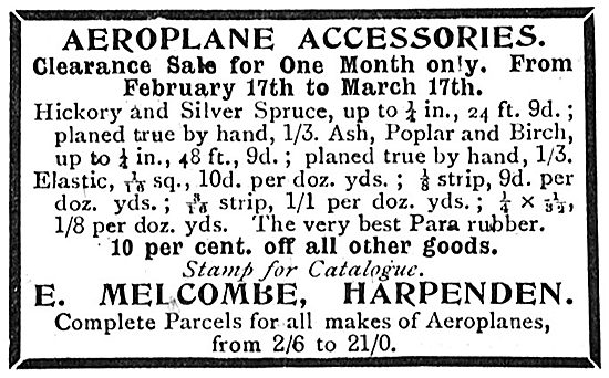 E.Melcombe Harpenden - Aeroplane Accessories                     