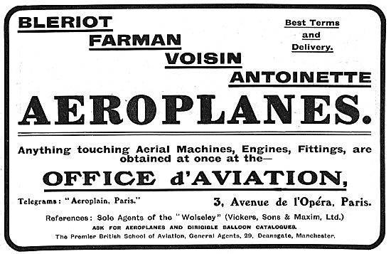 Office d'Aviation For Bleriot, Farman & Antionette Aeroplanes    