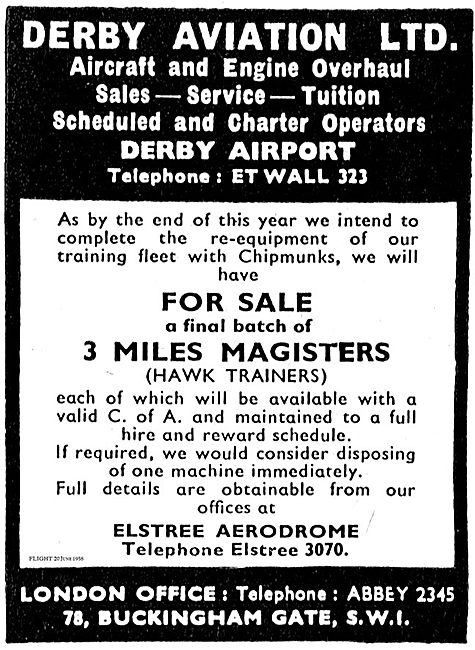 Derby Aviation Aircraft Sales 1958                               