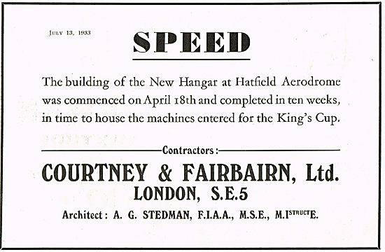 Courtney & Fairbairn Hatfield Hangar Construction                