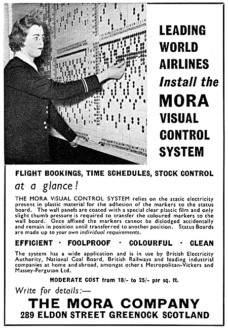 MORA Visual Control System. Airline Schedules 1958               