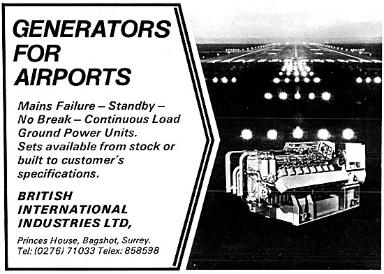 British International Industries Generators For Airports 1980    