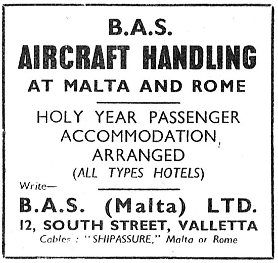 B.A.S.Aircraft Handling - 12 South Street,Valetta, Malta.        