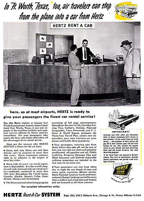 Hertz Rent-A-Car System 1953                                     
