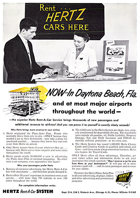 Hertz Rent-A-Car System 1954 Advert                              