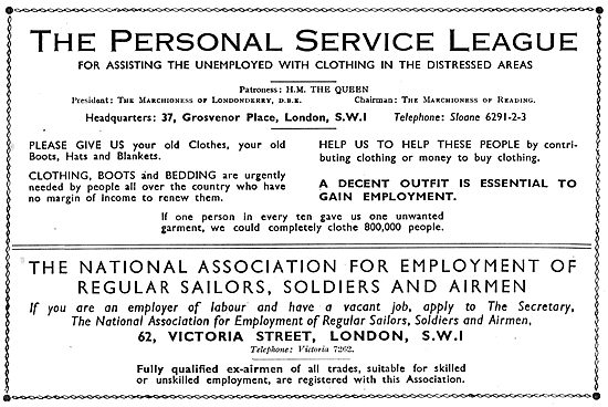 The Personal Service League - Assisting Unemployed Servicemen    