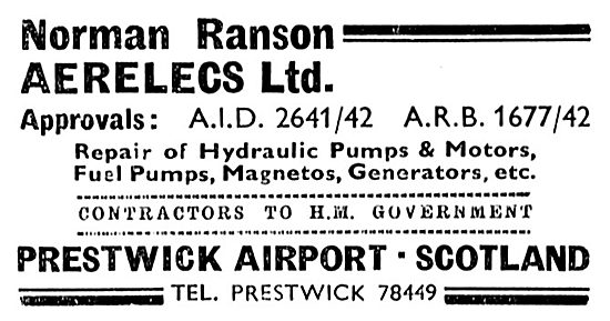 Norman Ranson. Prestwick. Aircraft Component Repairs & Service   