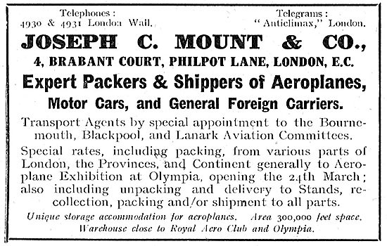 Joseph C.Mount Aeroplane Packers & Shippers                      