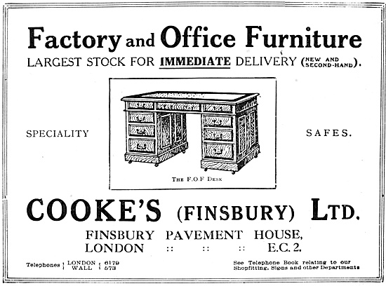 Cookes Factory & Office Furniture 1918                           