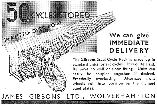 James Gibbons, Wolverhampton. Steel Cycle Racks 1937             