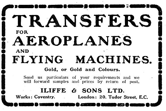 Iliffe & Sons Ltd - Transfers For Aeroplanes & Flying Machines   