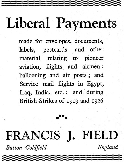 Francis J.Field - Stamps - Labels - Postcards etc                