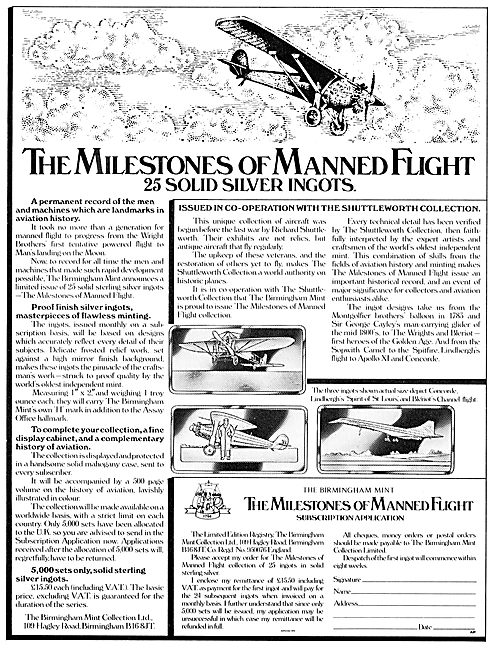 The Milestones Of Flight Silver Ingots - Birmingham Mint         