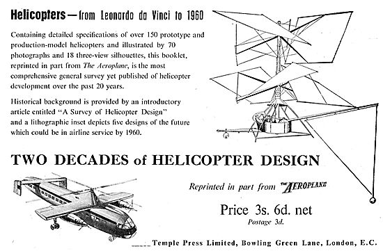 Temple Press Two Decades Of Helicopter Design 3/6 Net Postage 3d.