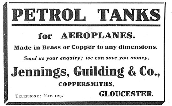 Jennings, Guilding & Co Gloucester Coppersmiths Aero Petrol Tanks