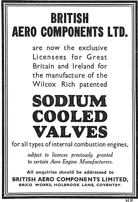 British Aero Components - Sodium Cooled Valves                   