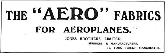 Jones Brothers Ltd Manchester - Aero Fabrics For Aeroplanes      