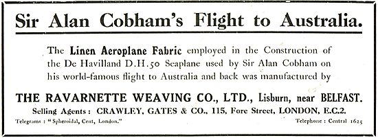 The Ravarnette Weaving Co Ltd Lisburn - Aeroplane Fabric         