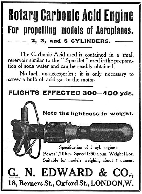 Rotary Carbonic Acid Engine For Propelling Models Of Aeroplanes  