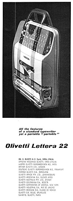 Olivetti Lettera 22 Portable Typewriter 1954                     