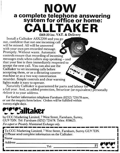 Calltaker ASX2200  Telephone Answering Machine 1980              