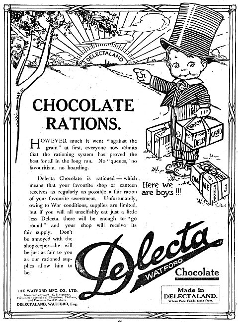 The Watford Manufacturing Company - Delecta Chocolate Bars. 1918 