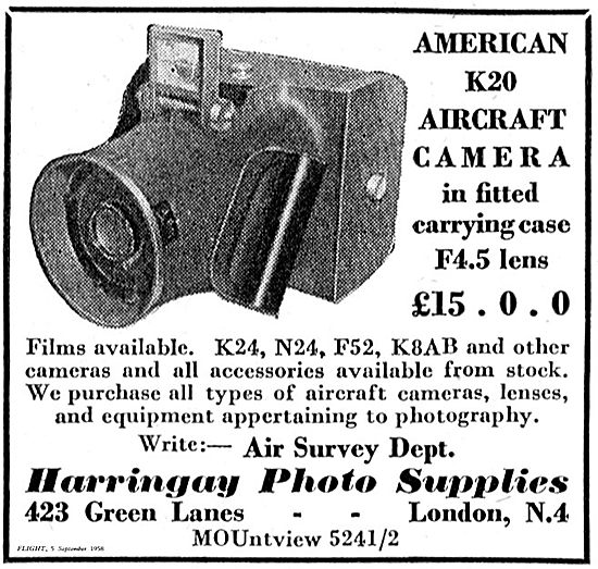 Haringay Photo Supplies. K20 Aircraft Camera F45 Lens. £15.00    