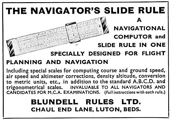 Blundell Rules Ltd. Luton. Navigator's Slide Rule                